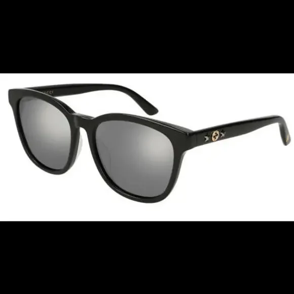 GUCCI GG0232SK 002 Black Grey/Square Mirrored lens Sunglasses New $495msrp - Picture 1 of 9